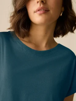 Teal Blue Cap Sleeve T-Shirt
