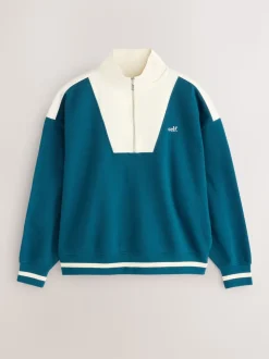 Teal Blue Half Zip Sweatshirt