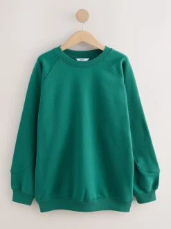 Teal Blue Relaxed Fit Heavyweight Longline Crew Neck Sweatshirt