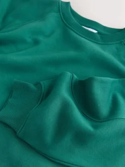 Teal Blue Relaxed Fit Heavyweight Longline Crew Neck Sweatshirt