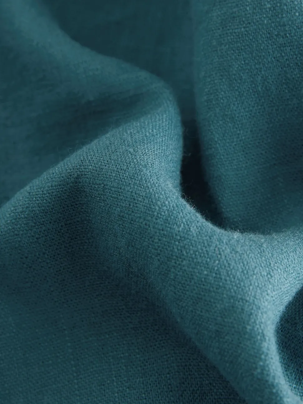 Teal Blue Smart Front Linen Blend Wide Leg Trousers