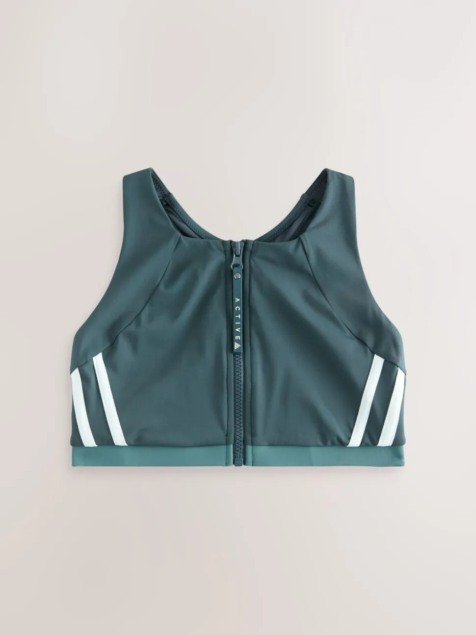 Teal Green Active High Neck Crop Bikini Top