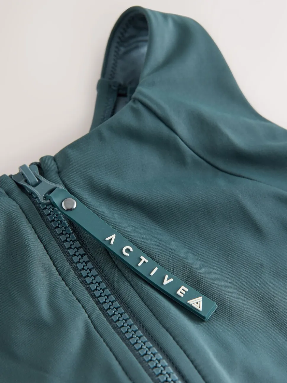 Teal Green Active High Neck Crop Bikini Top