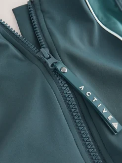 Teal Green Active High Neck Tummy Control Swimsuit