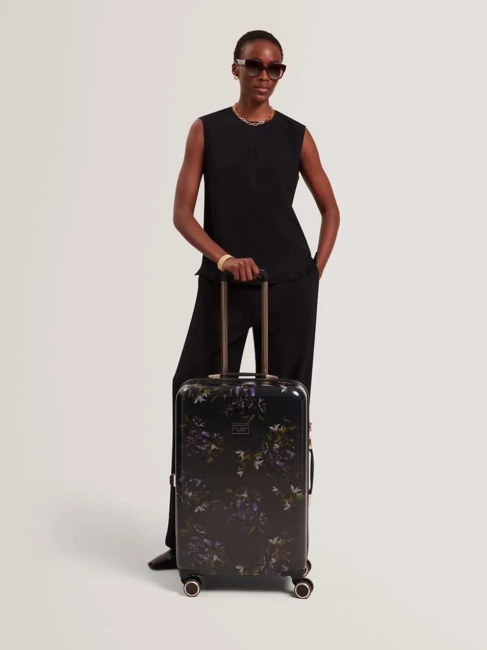 Ted Baker Blue Midnight Bloom Medium Suitcase