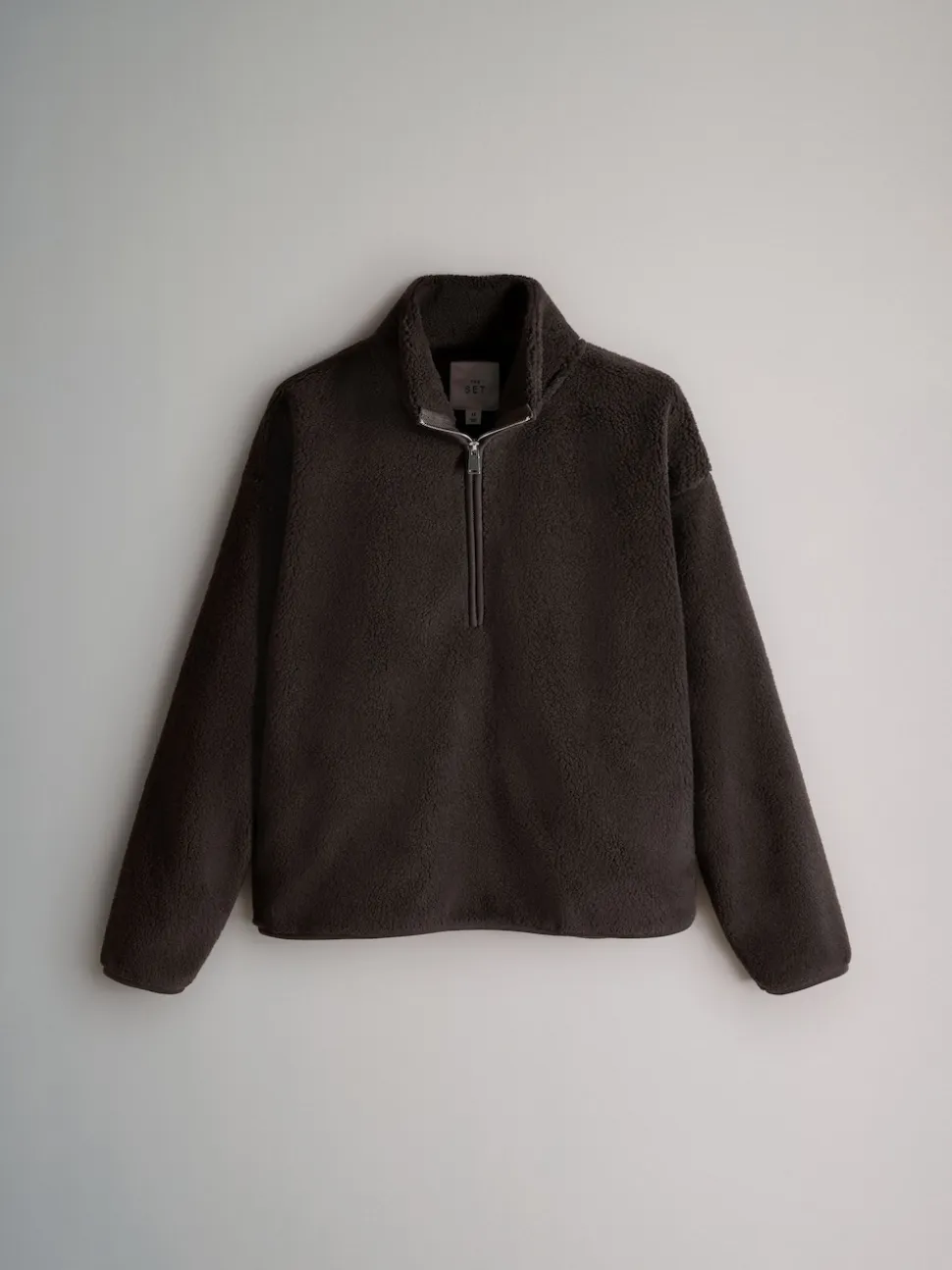 The Set 2 Pack Borg Funnel Neck 1/4 Zip Jumper Chocolate Brown/Cream