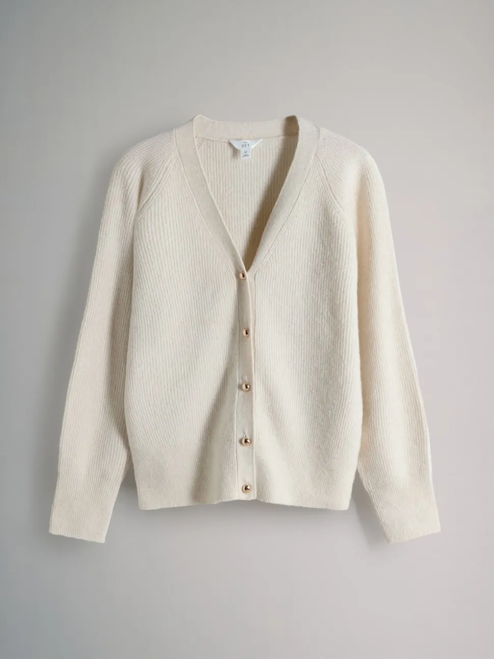 The Set 2 Pack Chunky Rib Knitted Cardigans With Wool Brown Marl/Cream