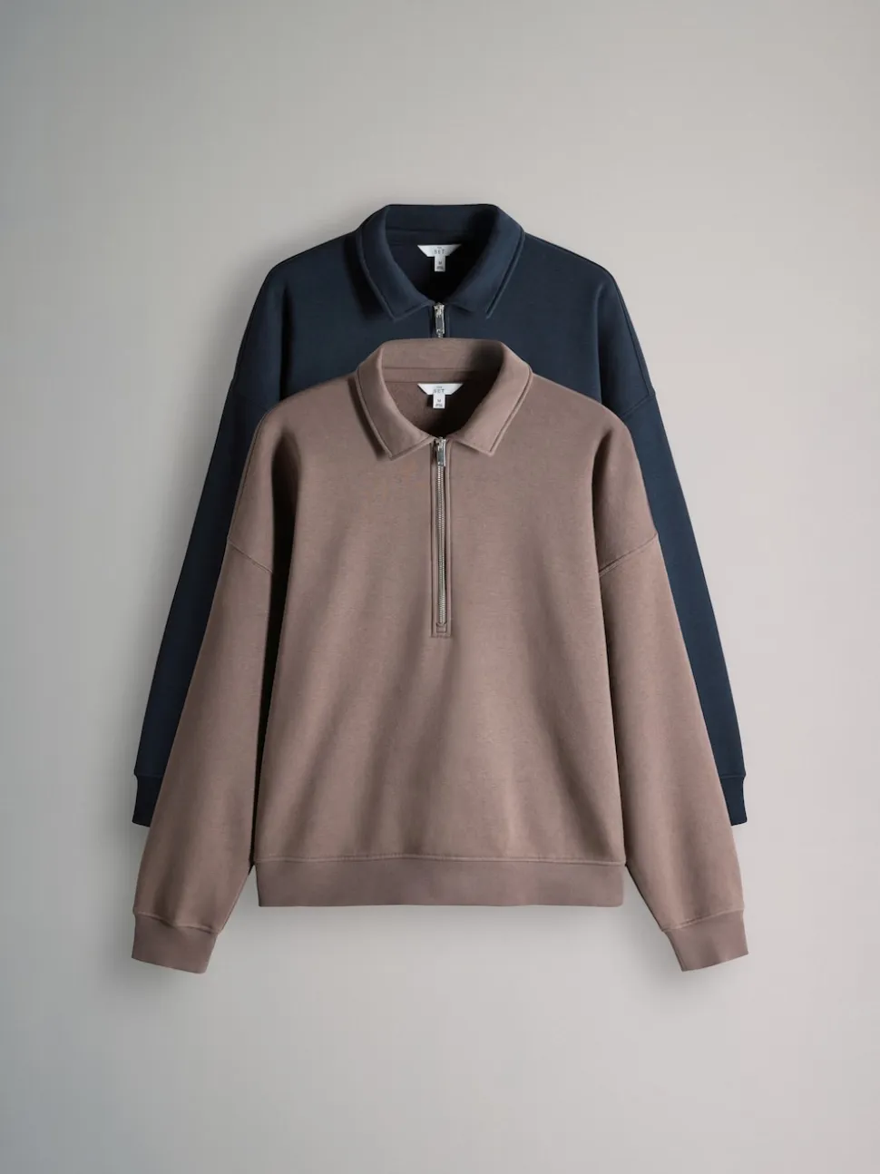 The Set 2 Pack Collared Zip Sweatshirt Navy/Light Brown