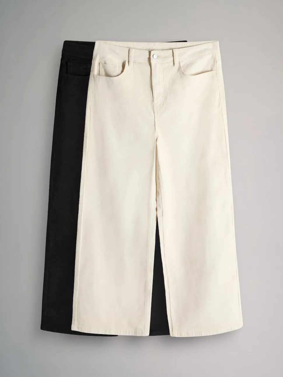 The Set 2 Pack Cord Wide Leg Jeans Cream/Black