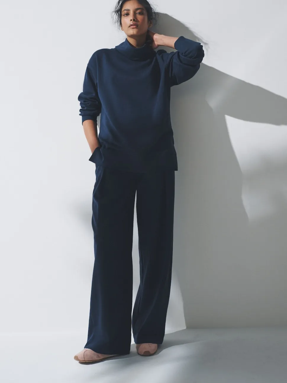 The Set 2 Pack Cowl Neck Long Sleeve Sweat Tops Navy/Grey Marl