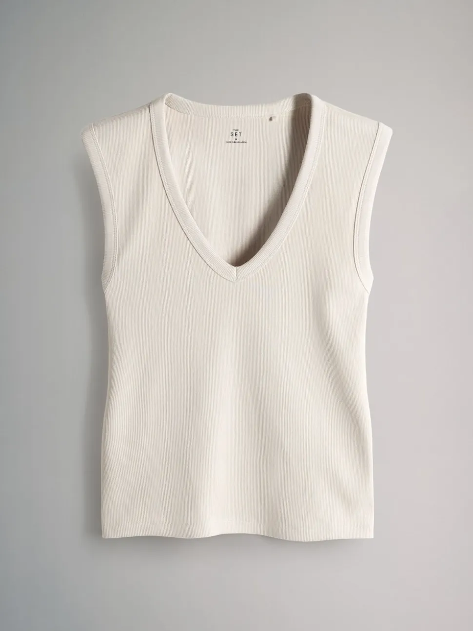 The Set 5 Pack Deep V-Neck Ribbed Vest Black/Brown/White/Cream