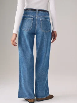 The Set 2 Pack Denim Wide Leg 100% Cotton Jeans Black/Mid Blue