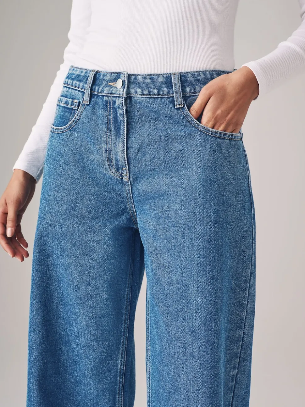 The Set 2 Pack Denim Wide Leg 100% Cotton Jeans Black/Mid Blue