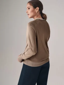 The Set 2 Pack Fine Knit Crew Neck Jumpers Mink/Black