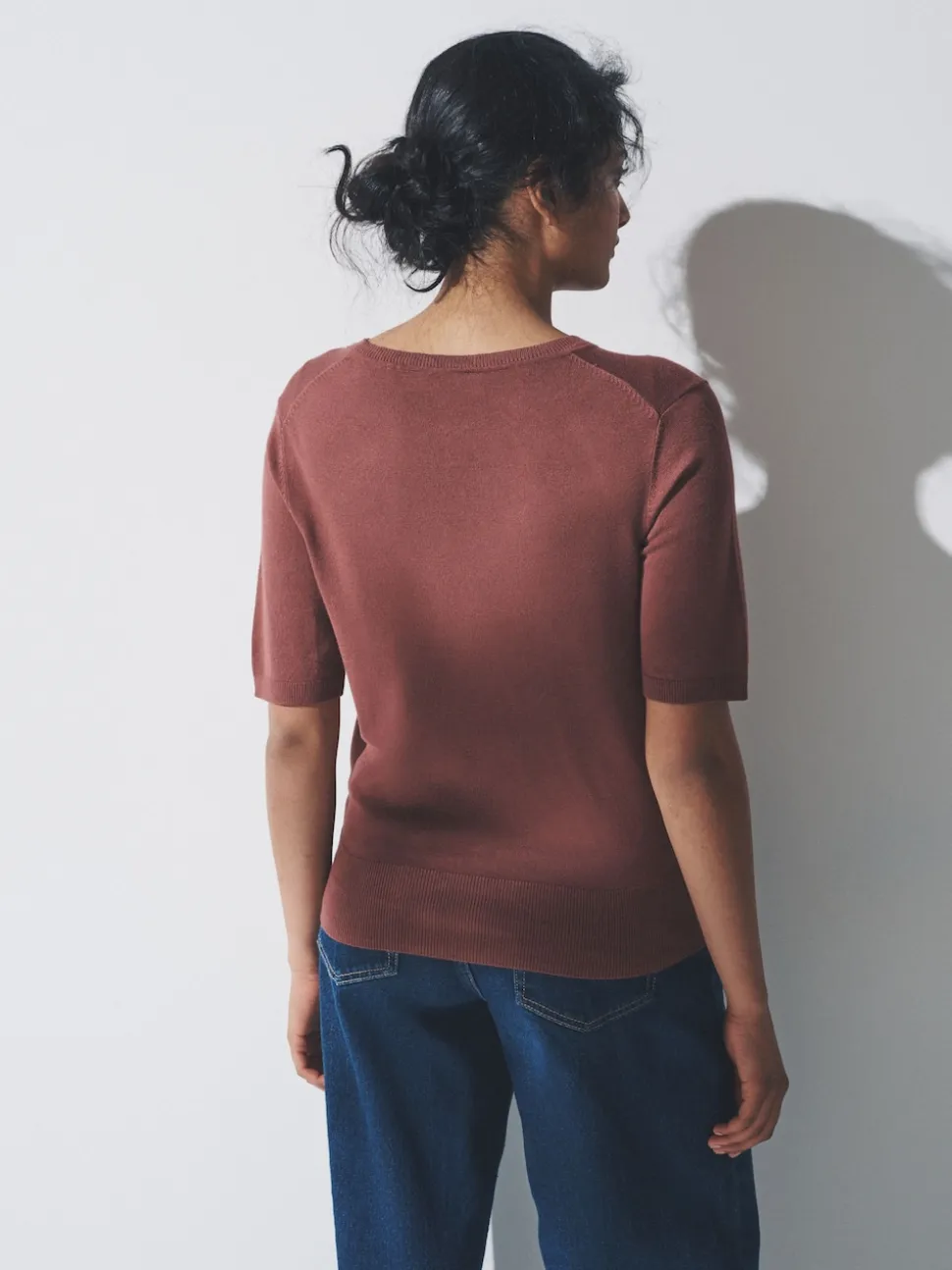 The Set 3 Pack Fine Knit T-Shirts Plum/Dark Pink/Brown