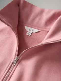 The Set 2 Pack Half Zip Funnel Neck Sweatshirts Pink/Chocolate Brown