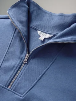 The Set 3 Pack Half Zip Ribbed Funnel Neck Sweatshirts Blue/Light Blue/White