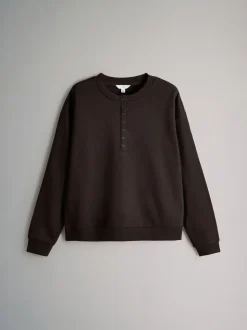 The Set 3 Pack Henley Sweatshirts Black/Chocolate Brown/Cream
