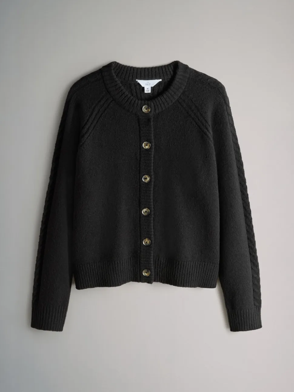 The Set 2 Pack High Neck Jumper/Cardigan Black Cable