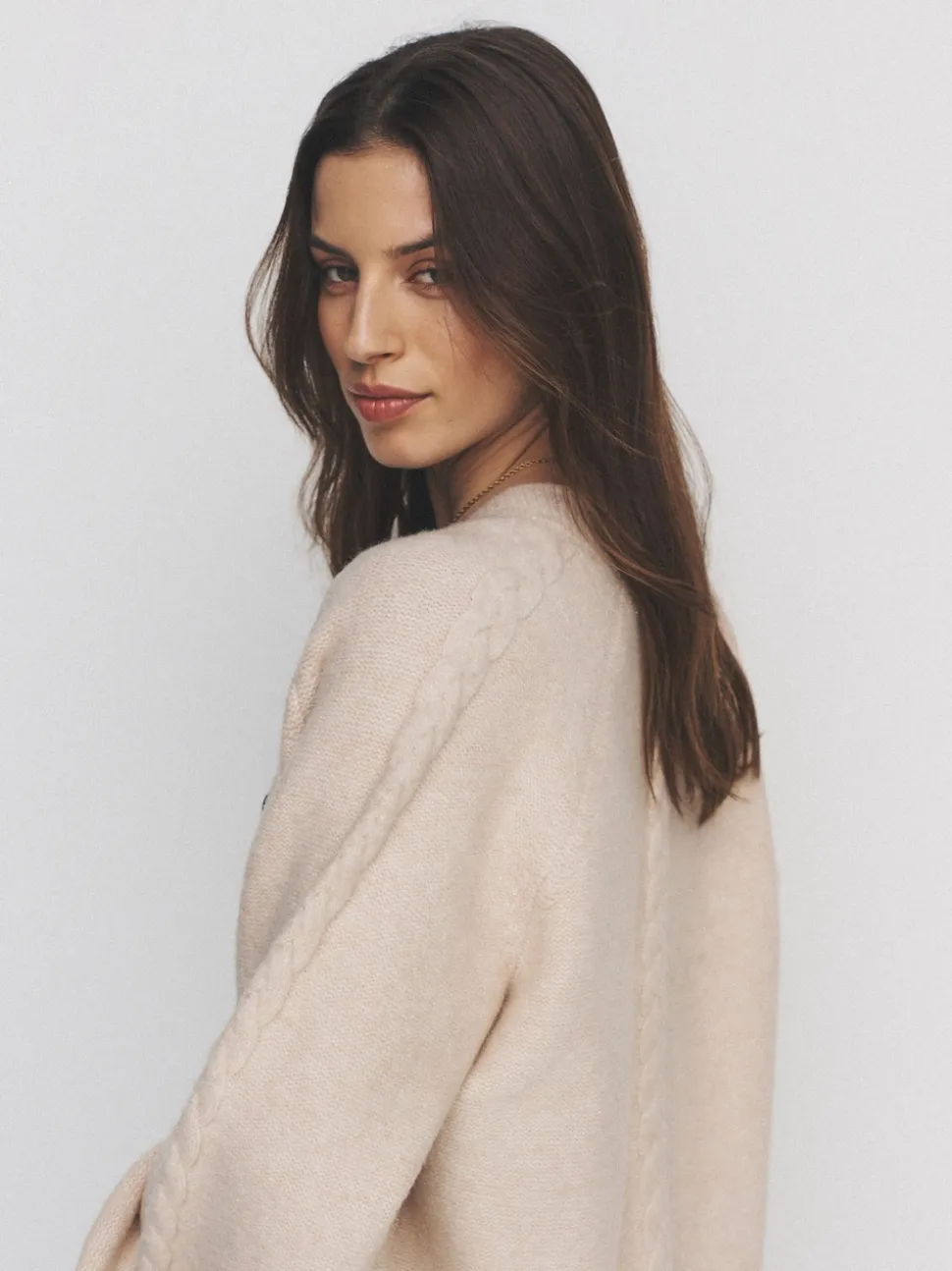 The Set 2 Pack Knitted Cable Cardigans Cream/Black