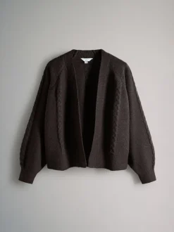 The Set 2 Pack Knitted Cable Cardigans Chocolate Brown/Navy Blue