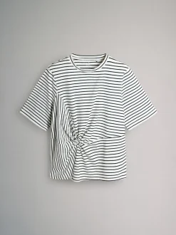 The Set 3 Pack Knot Front T-Shirts Black/White/Stripe