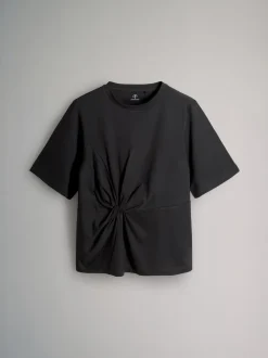 The Set 3 Pack Knot Front T-Shirts Black/White/Stripe