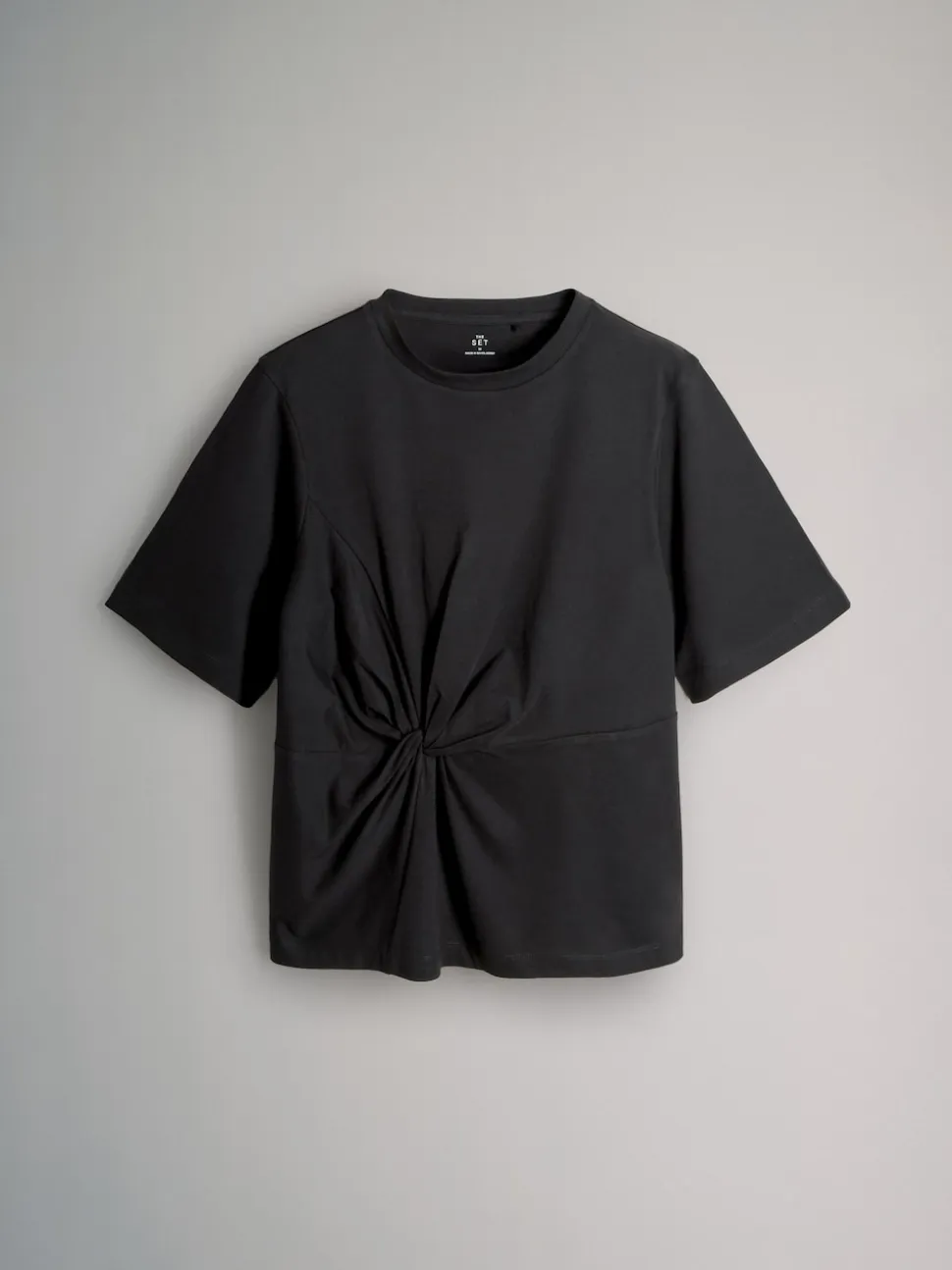 The Set 3 Pack Knot Front T-Shirts Black/White/Stripe
