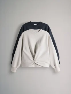 The Set 2 Pack Knot Front Sweatshirt Navy/Cream