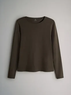 The Set 7 Pack Long Sleeve Crew Neck T-Shirts Chocolate Brown/ Taupe Brown/ Light Brown/ Neutral