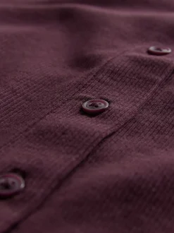 The Set 3 Pack Long Sleeve Button Through Rib T-Shirt Black/Chocolate Brown/Berry