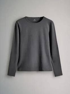 The Set 7 Pack Long Sleeve Crew Neck T-Shirts Stripe/Black/Grey/White