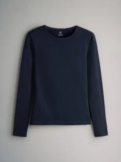 The Set 5 Pack Long Sleeve Crew Neck T-Shirts Navy/Light Blue Stripe/Red/Stone Brown/White
