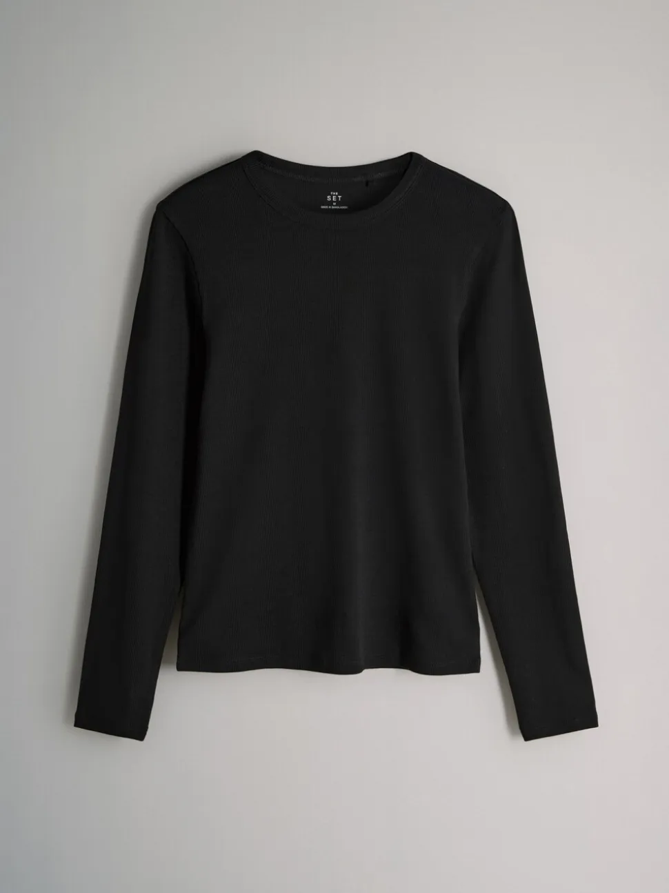 The Set 7 Pack Long Sleeve Ribbed T-Shirts Black/White/Grey Marl/Charcoal/Brown/Taupe Brown