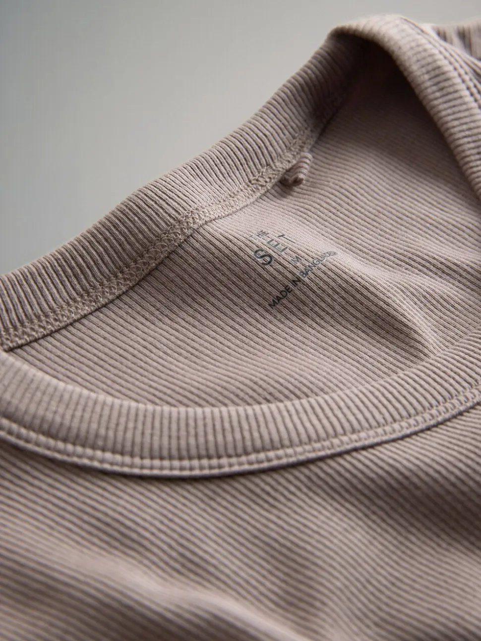 The Set 7 Pack Long Sleeve Ribbed T-Shirts Black/White/Grey Marl/Charcoal/Brown/Taupe Brown