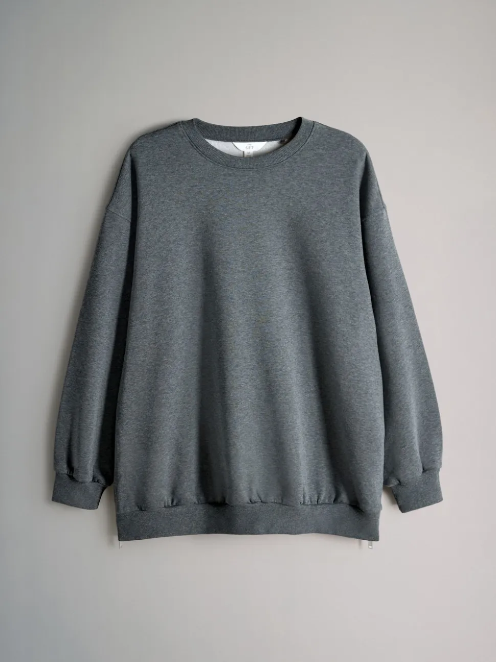 The Set 2 Pack Longline Crew Neck Sweatshirt Charcoal Marl/Cream