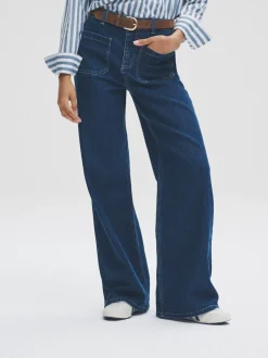 The Set 2 Pack Patch Pocket Wide Leg Jeans Indigo Blue/Black