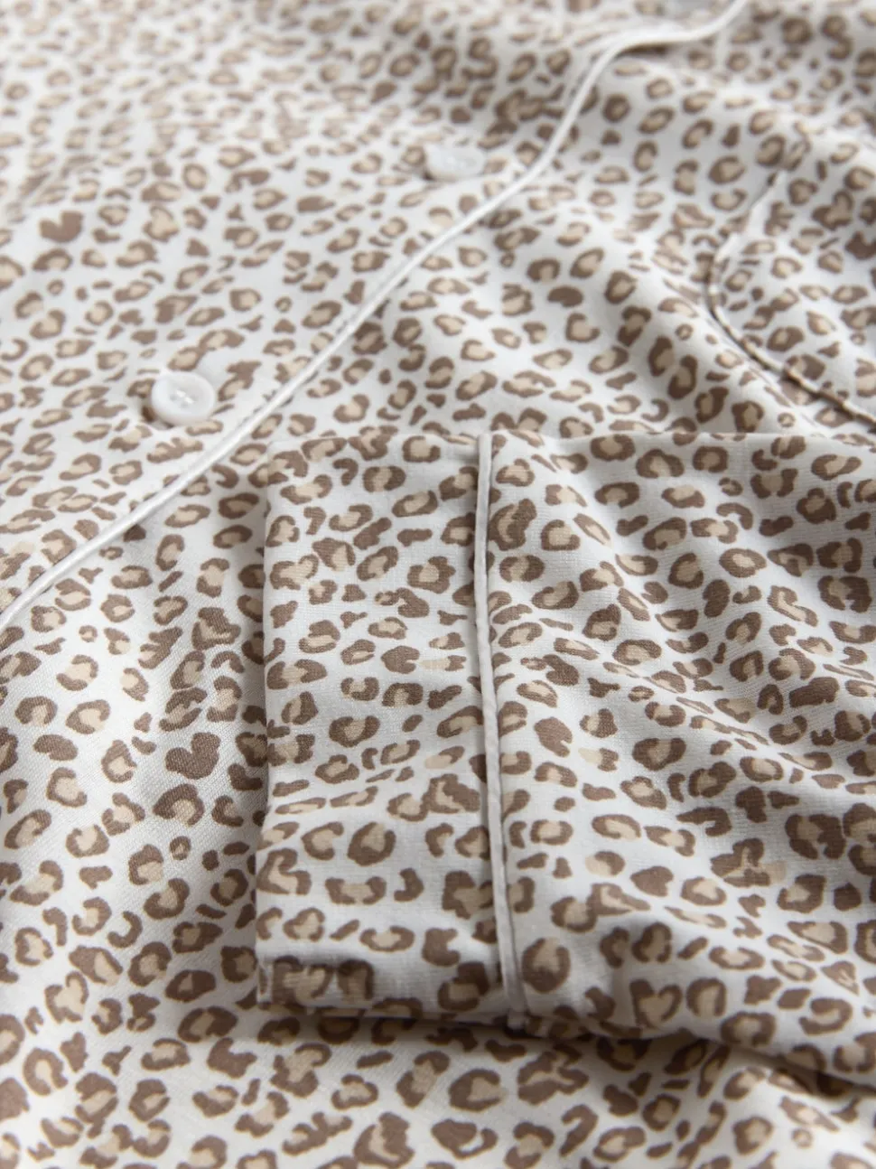 The Set 2 Pack Polyester Viscose Blend Button Through Long Pyjamas with Piping Animal/Pink