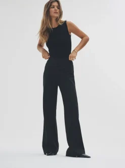 The Set 2 Pack Ponte Wide Leg Trousers Black