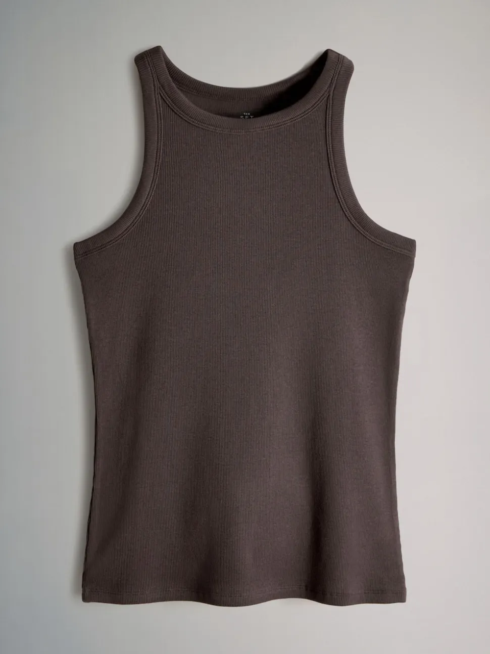 The Set 5 Pack Racer Ribbed Vests Black/Chocolate Brown/Taupe Brown/Stipe/White