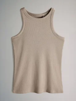 The Set 5 Pack Racer Ribbed Vests Black/Chocolate Brown/Taupe Brown/Stipe/White