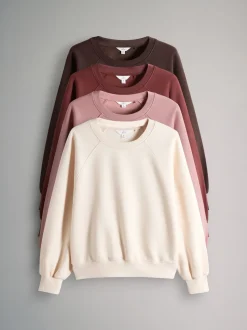 The Set 4 Pack Raglan Sweat Tops Chocolate Brown/Pinks/Cream