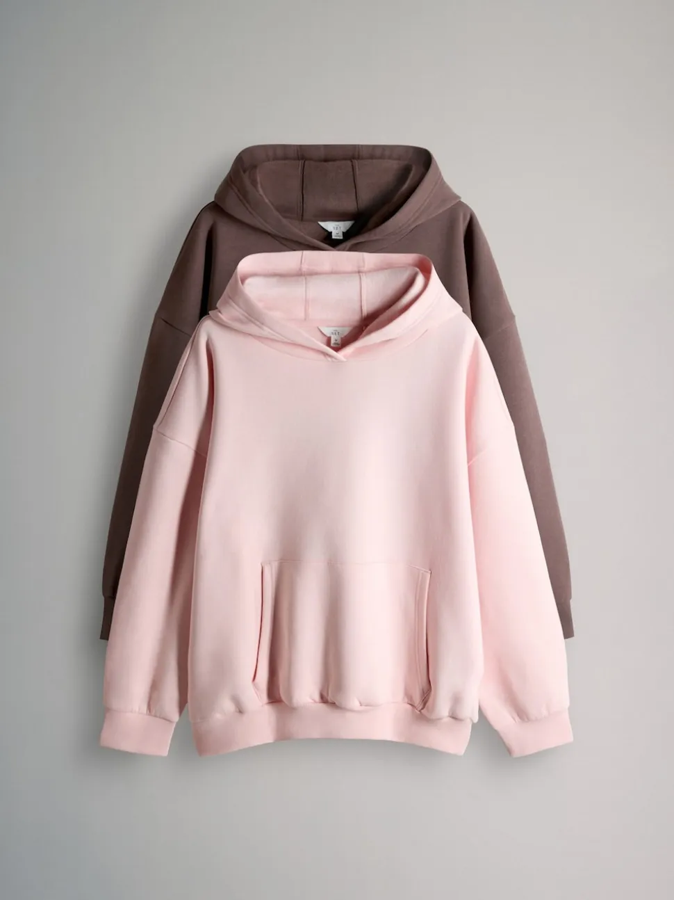 The Set 2 Pack Relaxed Hoodie Chocolate Brown/Pink
