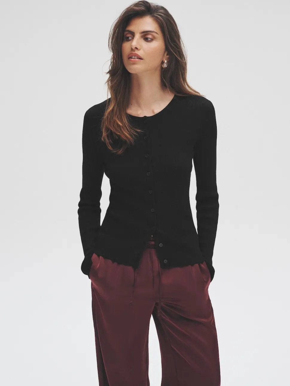 The Set 2 Pack Ribbed Knit Cardigans Black/Brown