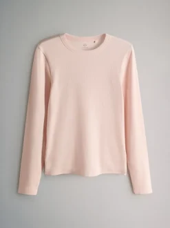 The Set 5 Pack Ribbed Long Sleeve T-Shirts Brown/Pink/White/Stripe
