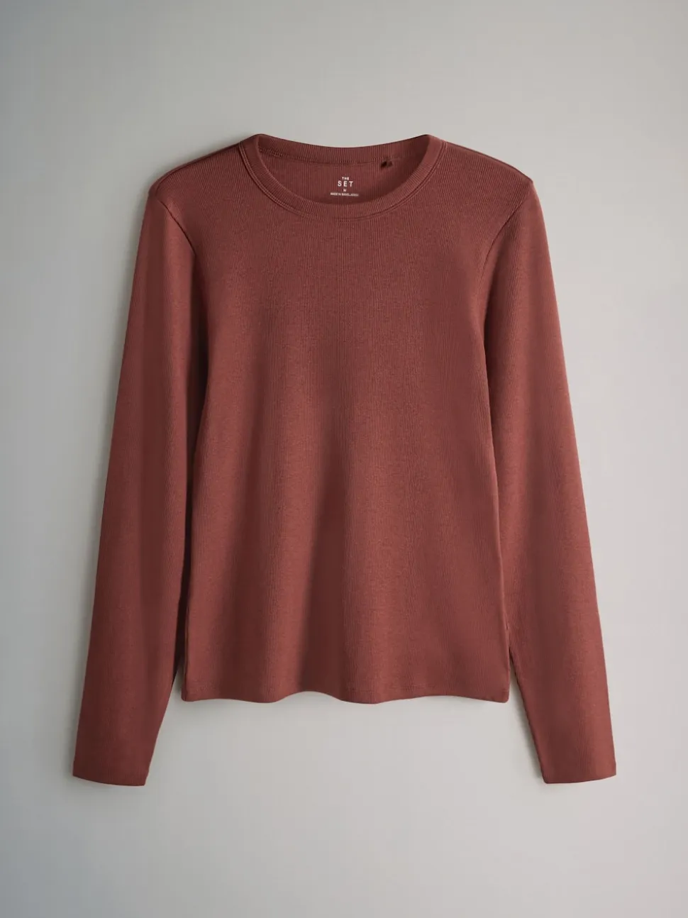 The Set 5 Pack Ribbed Long Sleeve T-Shirts Brown/Pink/White/Stripe