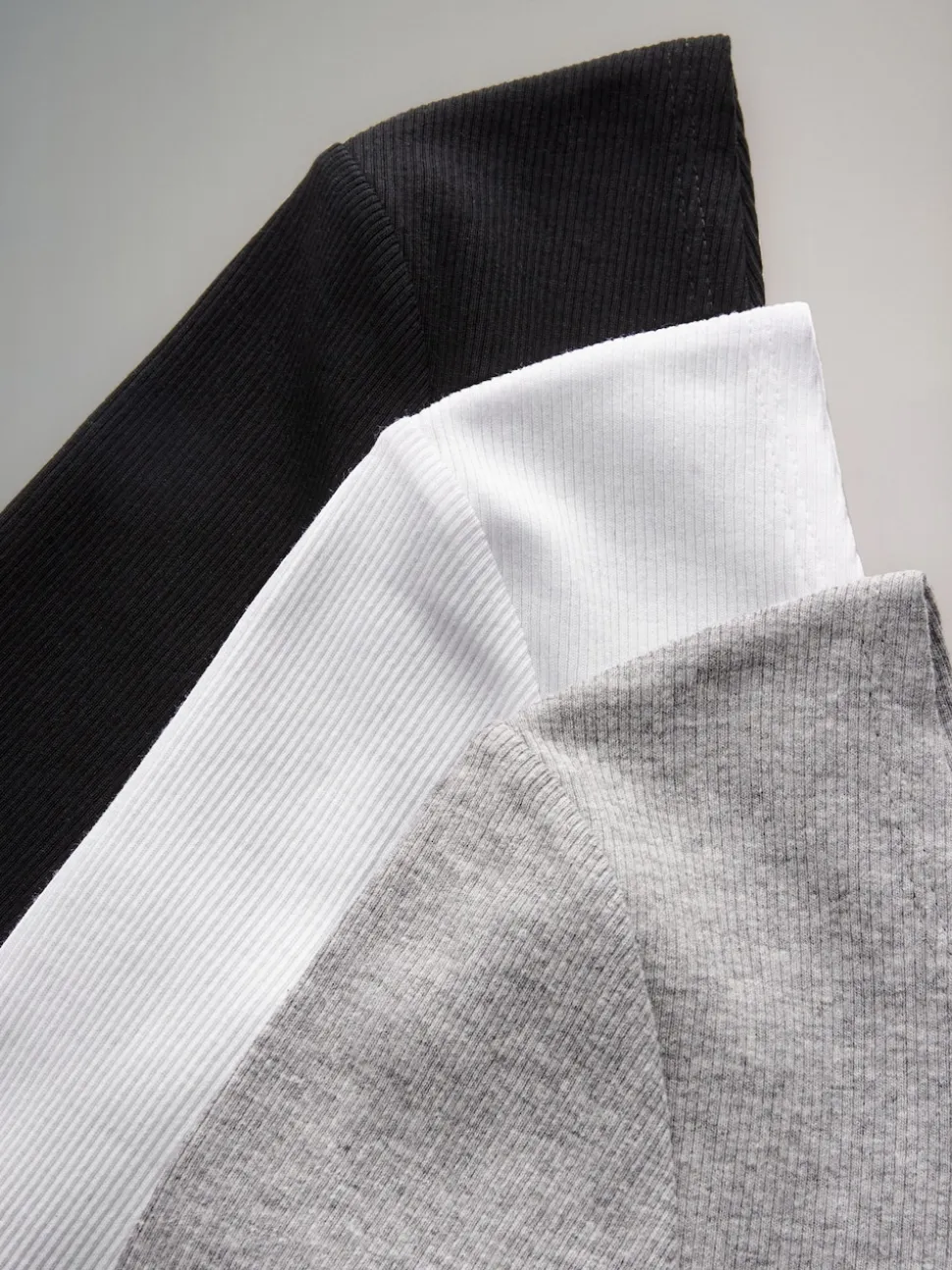 The Set 3 Pack Ribbed Long Sleeve Bodysuits Black/Grey/White