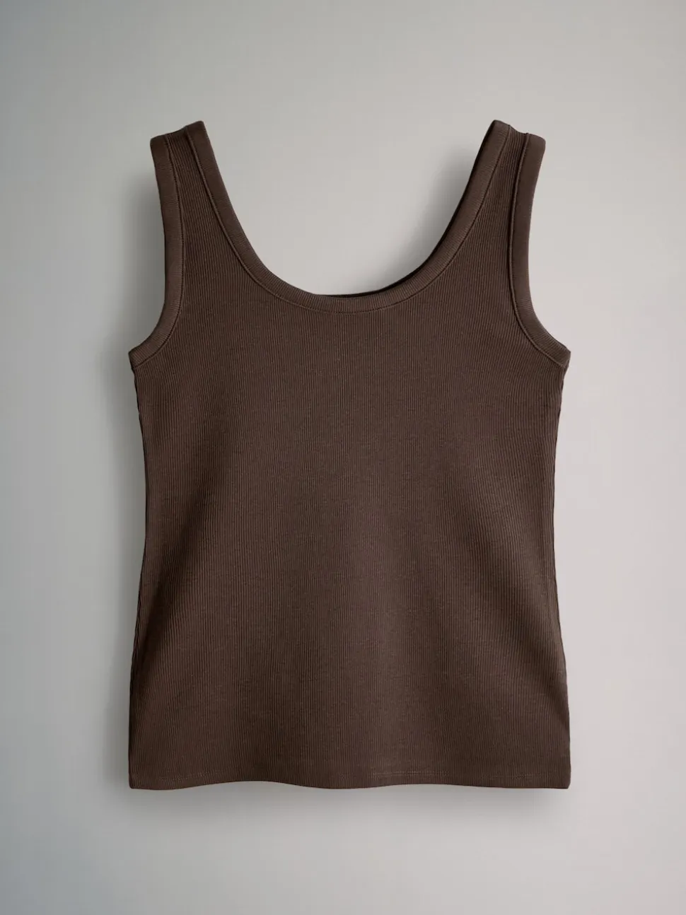 The Set 5 Pack Ribbed Scoop Neck Vests White/Black/Brown/Taupe Brown/Neutral