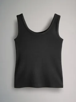 The Set 5 Pack Ribbed Scoop Neck Vests White/Black/Brown/Taupe Brown/Neutral