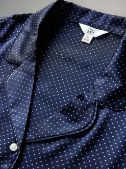 The Set 2 Pack Satin Nightshirts Navy Spot/Berry